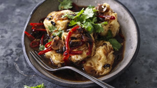 Kylie Kwong's Deep-fried silken tofu with black bean, chilli and coriander.
