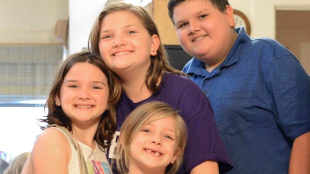 First Baptist Church shooting victims, from left, Megan Hill, Emily Hill, Greg Hill and survivor Evelyn Hill. Evelyn survived but her brother and sisters along with her mother, who was pregnant, were killed.