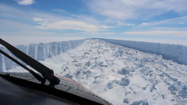 Trillion-tonne Larsen C ice shelf in Antarctica in February before it broke away earlier this month.