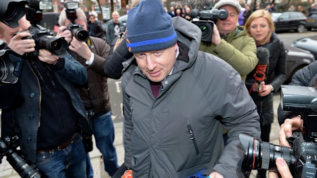 London's mayor, Boris Johnson, is surrounded by photographers on Sunday as the UK waited to hear if he would support the 'out' campaign in the upcoming EU referendum.