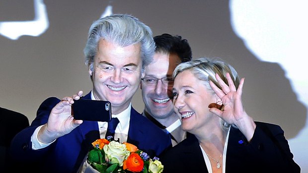 France's Marine le Pen (right) and Dutch populist anti-Islam lawmaker Geert Wilders. Hirsi Ali says such anti-establishment powerbrokers gain traction because the experiences of the general public are being ignored. 