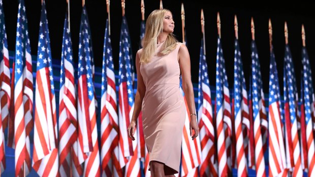 Promoting her brand: Ivanka Trump wore a dress from her clothing line at last year's Republican National Convention.