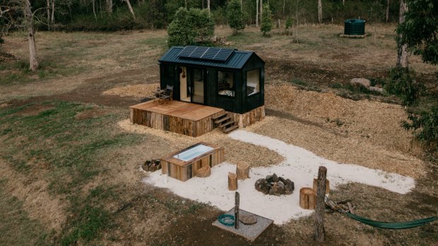 In the Byron hinterland, Unyoked has two new 'tiny home' wilderness cabins from $273 a night.
