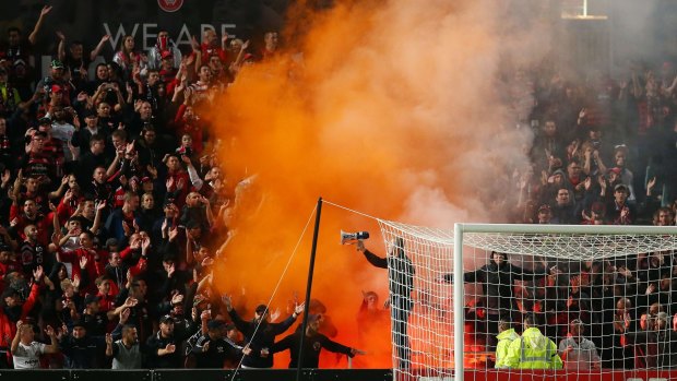 Under siege: Sections of Western Sydney Wanderers fans are in the sights of polics.