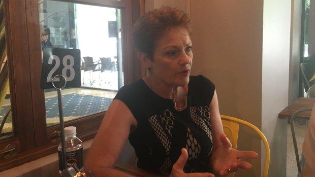 Pauline Hanson speaking with WAtoday at a cafe in East Perth last month.
