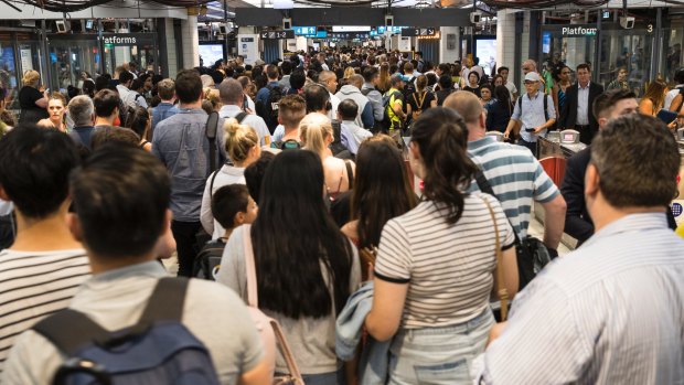 Town Hall Station suffered serious overcrowding during the evening peak on Tuesday.