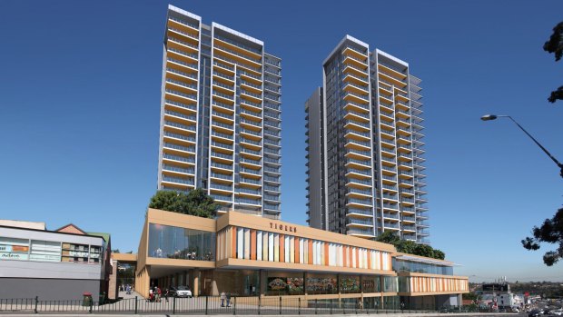 An amended version of an artist's impression with the buildings reduced to 24 storeys.