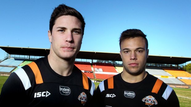 Ready to show their wares:  Wests Tigers halves Mitchell Moses and Luke Brooks.
