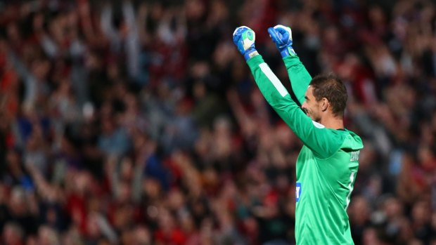 League of their own: Ante Covic celebrates victory in Western Sydney's Asian campaign.