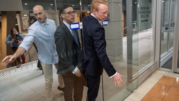 Legal representatives of Bill Shorten depart the NSW Union offices after NSW Police raided the NSW Workers Union.