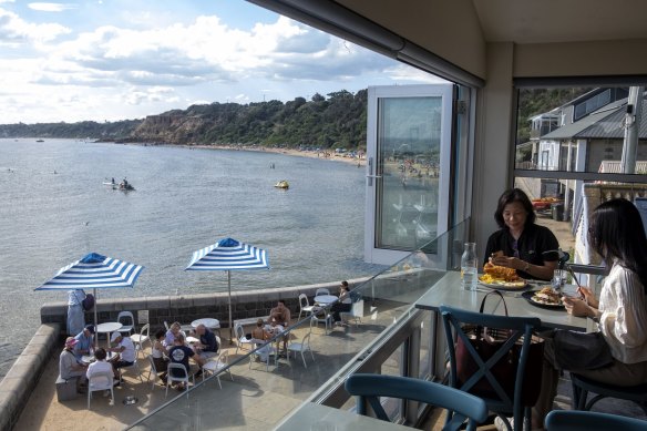 Dining room with a view: the upstairs restaurant overlooks Half Moon Bay.