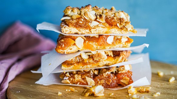 Updated apricot crumble slice.