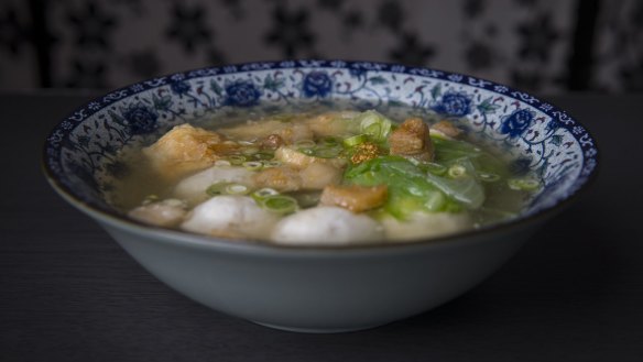 Spanish mackerel fish ball soup. 