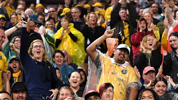 True believers: Wallabies fans get a rare taste of joy over the All Blacks.