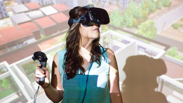 Property developer Kiara Salmon using virtual reality software.