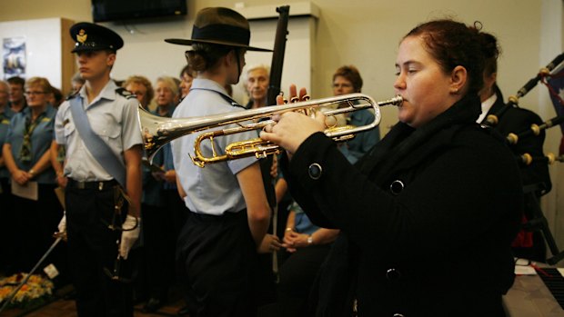 The last post at Belmont RSL Anzac Day service in 2014.