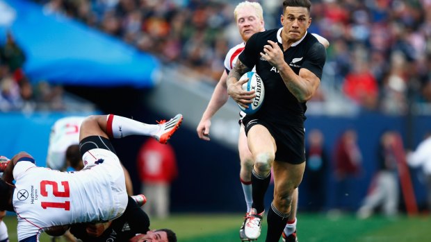 On the double: Sonny Bill Williams scored twice for the All Blacks.