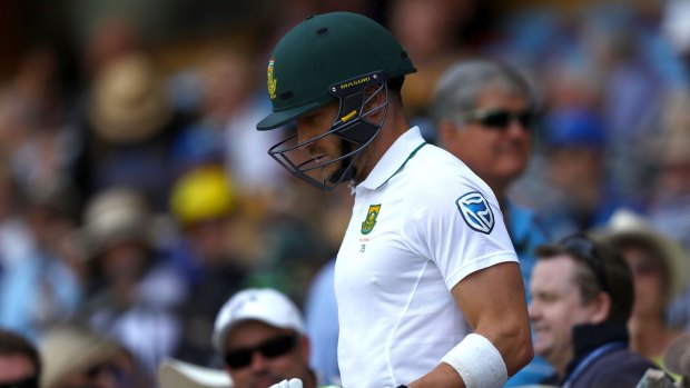Faf du Plessis of South Africa walks out to bat during day one of the Third Test match between Australia and South Africa at the Adelaide Oval on Thursday.