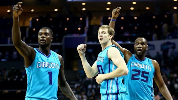 Unhappy stint: Lance Stephenson with Charlotte teammates Cody Zeller and Al Jefferson last season.