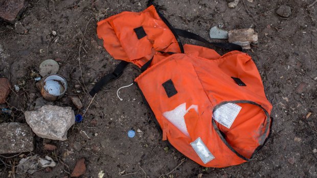 A discarded life jacket in Cesme, Turkey. 