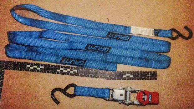 Ratchet ties found inside the shed where the boy was tied up.