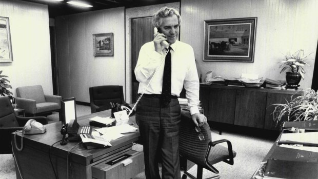 Gerald Gleeson in his office in the State Office Block in November 27, 1986. 