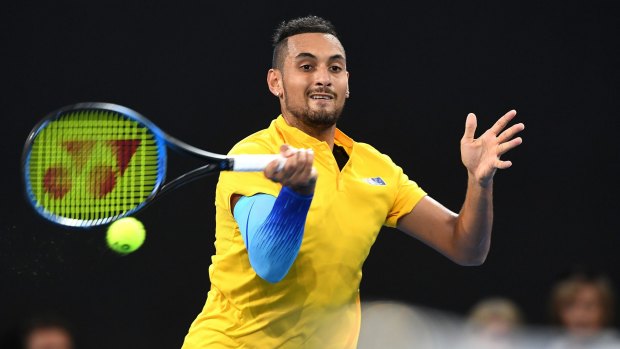 Cool head: Nick Kyrgios easily won his singles rubber on Friday.