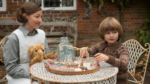 Nanny Olive (Kelly Macdonald) explains to young Christopher why his father's books are so popular.