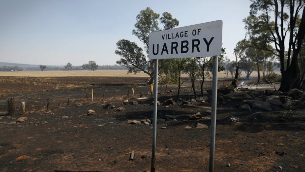 Property damage at Uarbry, NSW, after it was hit by the Sir Ivan fire.