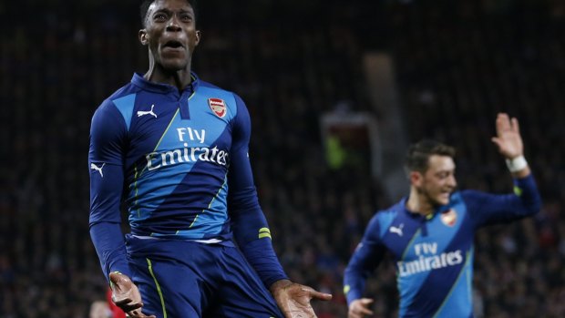 Feeling good: Arsenal's Danny Welbeck celebrates scoring the winner against his former club.