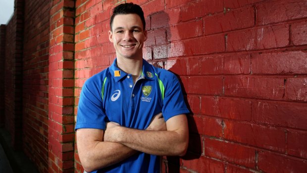Handy: Peter Handscomb on Friday after being named Australia A captain.