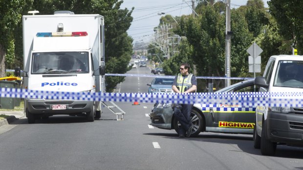 Police at the scene of the murder in Thomastown.