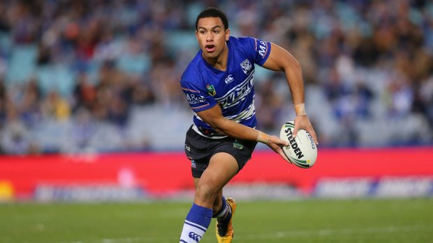 Will Hopoate in action with current club the Bulldogs against the Tigers at ANZ Stadium.