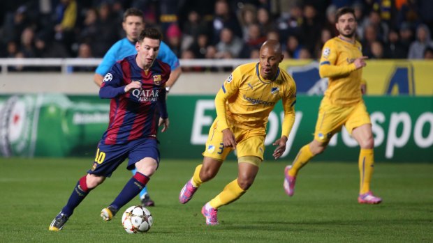 Messi, left, stands alone as the Champions League top scorer.