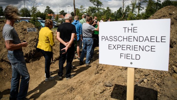 Tourists visit World War One trenches in Ypres.