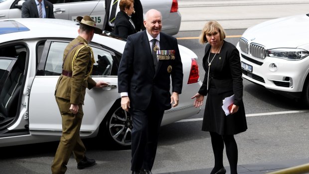Governor-General Sir Peter Cosgrove arrives.