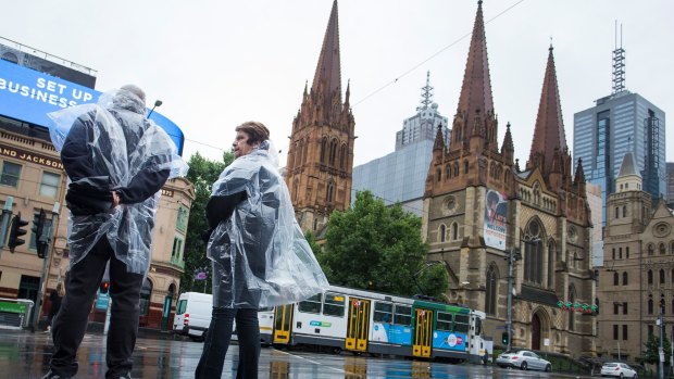 The wet weather continued in Melbourne on Saturday morning.