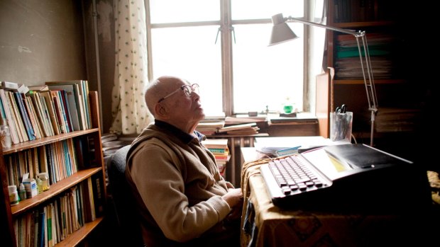 Zhou Youguang, then aged 106, in his study in Beijing in December 2011.  