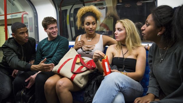 Night Tube passengers on the Central line.