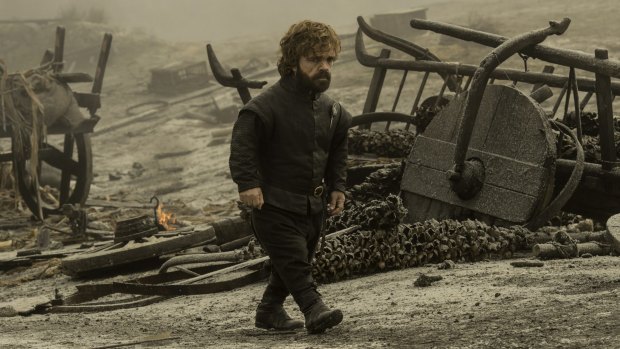Peter Dinklage as Tyrion surveys the devastation left in the wake of the dragon Drogon. 