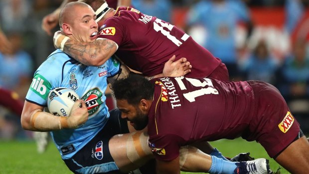 Danger man: His Queensland rivals are wary of the high-stepping style of the Blues' David Klemmer.