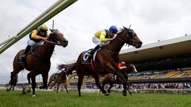 In search of black type: Pretty Fast ridden by Tye Angland wins the opening race at Rosehill.