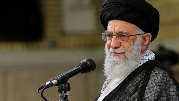 Supreme Leader Ayatollah Ali Khamenei addresses a group of students in Tehran on Wednesday.