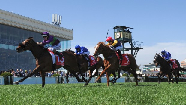 The finishing line at this year's Melbourne Cup