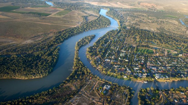 The Murray and Darling rivers as they meet at Wentworth in NSW.