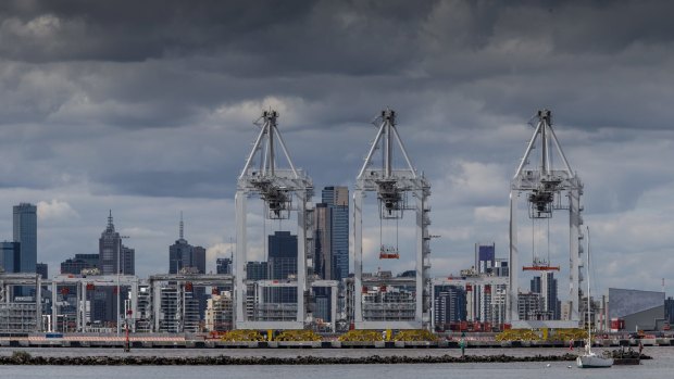 A view of the Port of Melbourne from Williamstown.