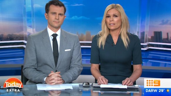 Sonia Kruger and co-host David Campbell on Nine. 