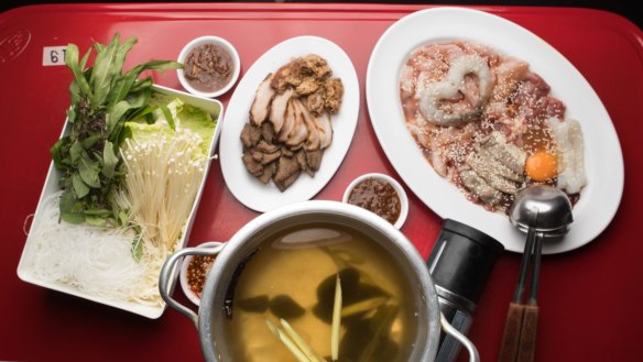 The hotpot barbecue combo serves two.