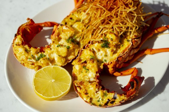 Lobster thermidor with pommes allumettes.