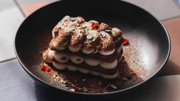 Agostinis' made-to-order tiramisu includes chocolate mousse.